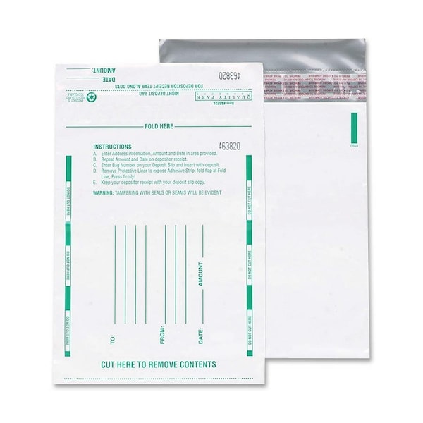 Night Deposit Bag, Poly, 10"x13", 100/PK, White PK